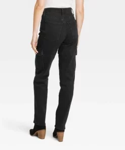 Women's High-Rise 90's Straight Cargo Jeans - Universal Thread™ Black