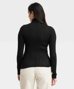 Women's Long Sleeve Mock Turtleneck T-Shirt - Universal Thread™ Black