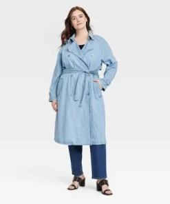 Women's Denim Trench Coat - Universal Thread™ Light Wash -Universal Thread Shop GUEST 1320485a 5940 4557 b0e1 05e3b16d6eec 2