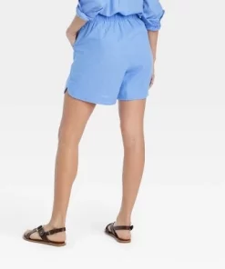 Women's Adaptive High-Rise Linen Easy Pull-On Shorts - Universal Thread™ Blue