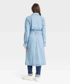 Women's Denim Trench Coat - Universal Thread™ Light Wash