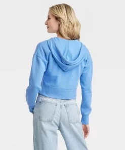 Women's Cropped Hooded Zip-Up Sweatshirt - Universal Thread™ Yellow
