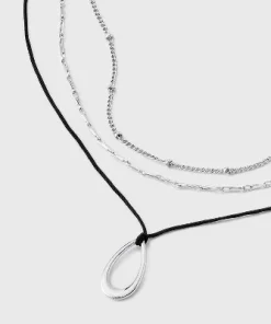 Cord and Teardrop Pendant Multi-Strand Necklace - Universal Thread™ Silver -Universal Thread Shop GUEST 2088d6e7 f0c4 45c1 9462 31f9cb6e7bf9