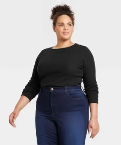 Women's 2pk Long Sleeve Shrunken Rib T-Shirt - Universal Thread™ White/Black -Universal Thread Shop GUEST 23fe0b56 37b7 43c9 944d f387bbc03f9b