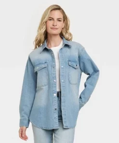 Women's Embellished Denim Shacket - Universal Thread™ Light Wash -Universal Thread Shop GUEST 2820d4d8 9ae7 4eb6 9fad cffb3d1849fa 3
