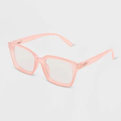 Women's Shiny Plastic Rectangle Blue Light Filtering Glasses - Universal Thread™ Rose Pink 3 Women's Shiny Plastic Rectangle Blue Light Filtering Glasses - Universal Thread™ Rose Pink
