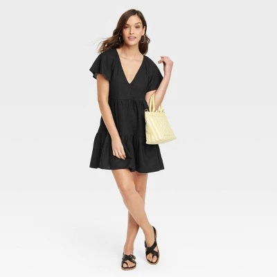 Women's Flutter Short Sleeve Mini Skater Dress - Universal Thread™ Coral Pink 4 Women's Flutter Short Sleeve Mini Skater Dress - Universal Thread™ Coral Pink - Image 2