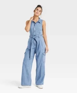 Women's Denim Cargo Jumpsuit - Universal Thread™ Medium Wash -Universal Thread Shop GUEST 34ea5386 1fb2 45d8 a4a0 8d4ba5053dc5 7