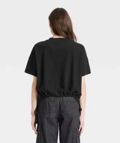 Women's Short Sleeve Side Ruched T-Shirt - Universal Thread™ Pink