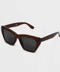 Women's Shiny Plastic Cateye Sunglasses - Universal Thread™ Brown