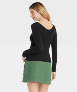 Women's Shrunken Rib Scoop Neck Pullover Sweater - Universal Thread™ Cream