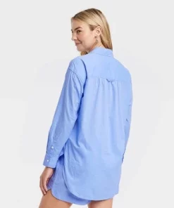 Women's Tunic Long Sleeve Collared Button-Down Shirt - Universal Thread™ White