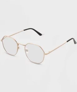 Women's Satin Metal Round Blue Light Filtering Reading Glasses - Universal Thread™ Silver