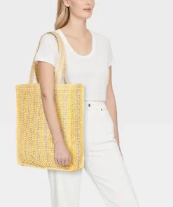 Stripe Straw Crochet Tote Handbag - Universal Thread™ Blue/green