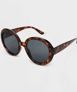 Women's Shiny Plastic Round Brown Lens Sunglasses - Universal Thread™ Brown/Tortoise Print