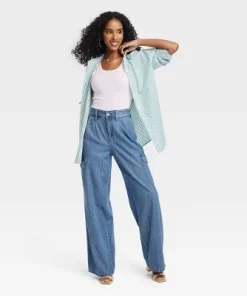 Women's Wide Leg Denim Cargo Trousers - Universal Thread™ Medium Wash -Universal Thread Shop GUEST 5c04bd49 51fe 44df 98b4 3fcbf8d8dc0f