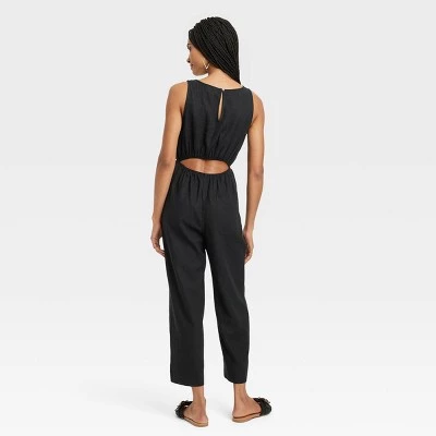 Women's Linen V-Neck Jumpsuit - Universal Thread™ Tan 3 Women's Linen V-Neck Jumpsuit - Universal Thread™ Tan