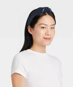 Denim Top Knot Headband - Universal Thread™ Black Denim