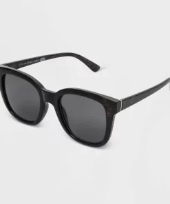 Women's Shiny Plastic Square Sunglasses - Universal Thread™ Black