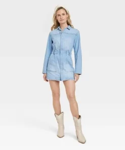 Women's Long Sleeve Denim Shirtdress - Universal Thread™ Light Wash -Universal Thread Shop GUEST 692d48a0 cd57 4bf8 b7b1 69cf9c21fafc 9