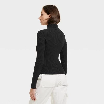 Women's Shrunken Rib Turtleneck Pullover Sweater - Universal Thread™ Black Multi 3 Women's Shrunken Rib Turtleneck Pullover Sweater - Universal Thread™ Black Multi