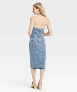 Women's Denim Midi Dress - Universal Thread™ Medium Wash
