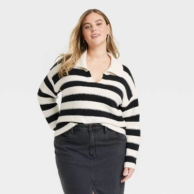 Women's Pullover Sweater - Universal Thread™ White/Black Striped 11 Women's Pullover Sweater - Universal Thread™ White/Black Striped - Image 9