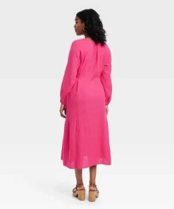 Women's Balloon Long Sleeve Midi A-Line Dress - Universal Thread™ White