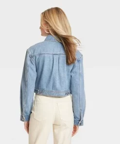 Women's Cropped Denim Jacket - Universal Thread™ Medium Wash