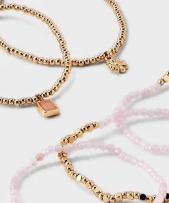 Beaded Stretch Charm Bracelet w Semi Precious Rose Quartz Set 5pc - Universal Thread™ Gold/Pink -Universal Thread Shop GUEST 746df4c6 42d7 4808 9827 602b131ec29c