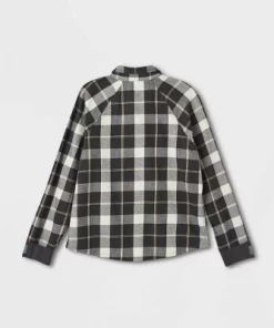 Women's Long Sleeve Adaptive Flannel Faux Button-Down Hook and Loop Shirt - Universal Thread™ Tan