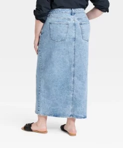 Women's Denim Maxi Skirt - Universal Thread™ Clay Pink