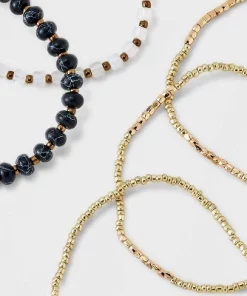 Mixed Semi-Precious Black Howlite Cylinder Beaded Bracelet Set 5pc - Universal Thread™ Gold/Black -Universal Thread Shop GUEST 832da292 f47e 431c 8c0a b5ed852dd604