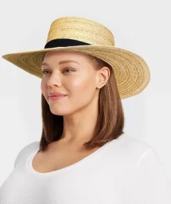 Straw Boater Hat - Universal Thread™ Natural/black