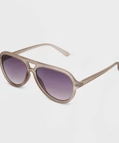 Women's Matte Plastic Aviator Sunglasses with Gradient Lenses - Universal Thread™ Dark Taupe