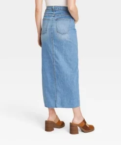 Women's High-Rise Denim Maxi Skirt - Universal Thread™ Medium Wash