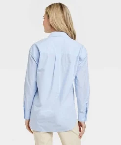 Women's Oversized Long Sleeve Collared Button-Down Shirt - Universal Thread™ Light Pink