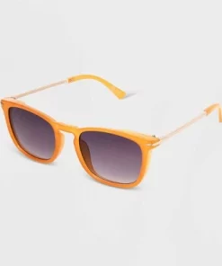 Women's Shiny Plastic Square Sunglasses with Gradient Lenses - Universal Thread™ Honey Yellow