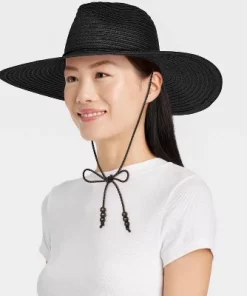 Straw Wide Brim Fedora Hat - Universal Thread™ Natural