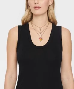 Dainty Chain Layered Neck with Encapsulated Flower and Butterfly Charm Necklace - Universal Thread™ Gold