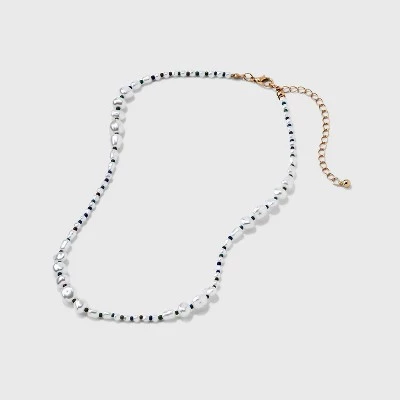 Mixed Simulated Pearl Beaded Necklace - Universal Thread™ Ivory 5 Mixed Simulated Pearl Beaded Necklace - Universal Thread™ Ivory - Image 3