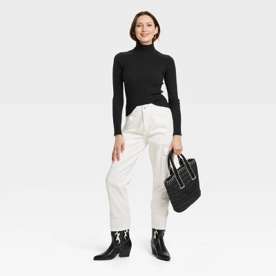 Women's Shrunken Rib Turtleneck Pullover Sweater - Universal Thread™ Black Multi 4 Women's Shrunken Rib Turtleneck Pullover Sweater - Universal Thread™ Black Multi - Image 2