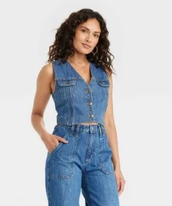 Women's Denim Vest - Universal Thread™ Blue Denim -Universal Thread Shop GUEST ad53d827 1e93 4126 afba 5dc7f489a51b 1
