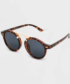 Women's Shiny Plastic/Metal Aviator Sunglasses - Universal Thread™ Brown/Tortoise Print