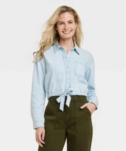 Women's Long Sleeve Collared Button-Down Shirt - Universal Thread™ Indigo -Universal Thread Shop GUEST c6aeb4e0 487c 4245 a6c9 4ffd5611d974