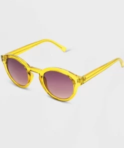 Women's Shiny Plastic Round Sunglasses with Gradient Lenses - Universal Thread™ Yellow