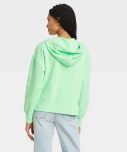 Women's Sensory-Friendly Cropped Hooded Zip-Up Sweatshirt - Universal Thread™ Yellow