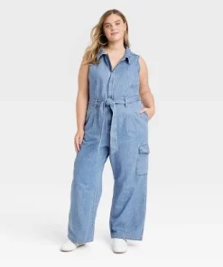 Women's Denim Cargo Jumpsuit - Universal Thread™ Medium Wash -Universal Thread Shop GUEST cecf42d5 b57a 43f4 9855 42605d49b45f 4