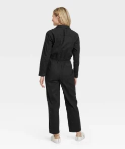 Women's Button-Front Coveralls - Universal Thread™ Black