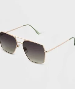 Women's Satin Metal Aviator Sunglasses with Gradient Lenses - Universal Thread™ Metallic Gold